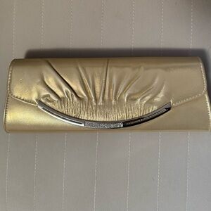 Elegant Gold Clutch with Silver Accent